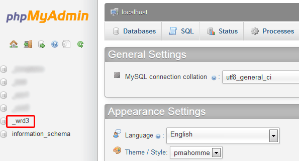 phpMyAdmin Database