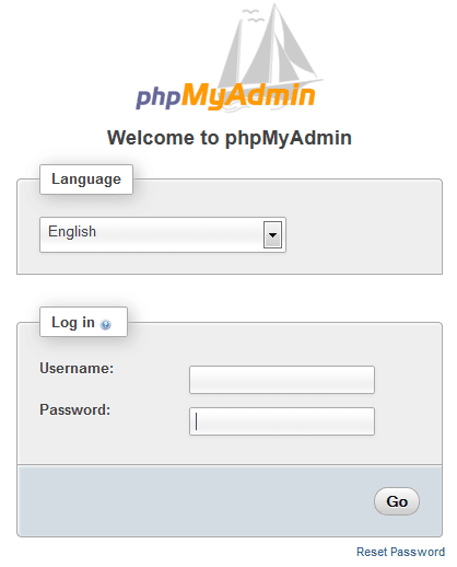 phpMyAdmin Login