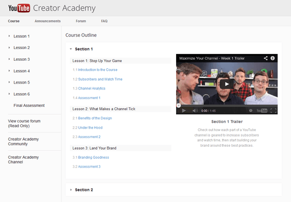 Youtube Creator Academy Screenshot