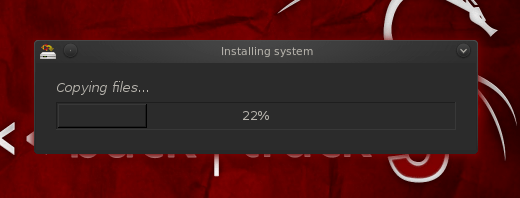 Copying files during BackTrack installation.