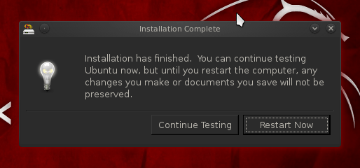 BackTrack installation complete, requires reboot.