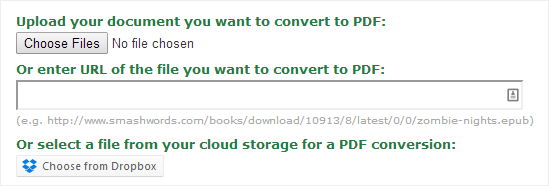Upload ePub file to online-convert.com.