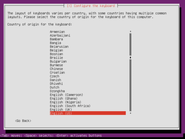 Select your keyboard origin.