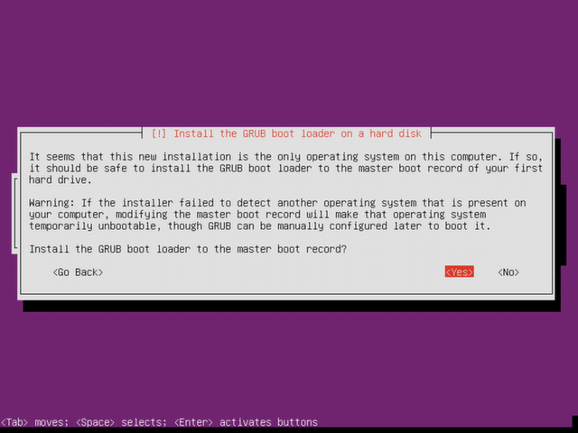 Install Ubuntu Server GRUB boot loader.