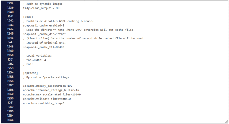 Custom OPcache settings